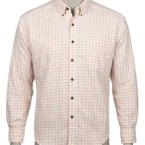 Vtg Structure Flannel Shirt Mens L Orange White Check Button Down 90s Cotton